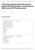 CFPT Practice Questions EXAM fully solved & updated 2025-2026 &lpar;Questions &plus; Answers&rpar; Solved 100&percnt; Correct&excl;&excl; CFPT Practice Question