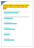 NSG3160 Health Assessment Practice Exam 3 Questions and Answers Latest Update Top Rated 