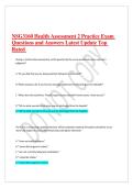 NSG3160 Health Assessment 2 Practice Exam Questions and Answers Latest Update Top Rated