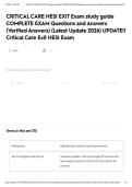 CRITICAL CARE HESI EXIT Exam study guide COMPLETE EXAM Questions and Answers &lpar;Verified Answers&rpar; &lpar;Latest Update 2026&rpar; UPDATE&excl;&excl; Critical Care Exit HESI Exam