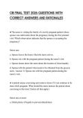 OB FINAL TEST 2026 QUESTIONS WITH CORRECT ANSWERS AND RATIONALES