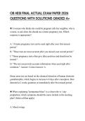 OB HESI FINAL ACTUAL EXAM PAPER 2026 QUESTIONS WITH SOLUTIONS GRADED A&plus;