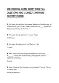 OB HESI FINAL EXAM SCRIPT 2026 FULL QUESTIONS AND CORRECT ANSWERS ALREADY PASSED