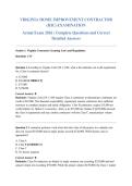 VIRGINIA HOME IMPROVEMENT CONTRACTOR &lpar;HIC&rpar; EXAMINATION Actual Exam 2026 &vert; Complete Questions and Correct Detailed Answers