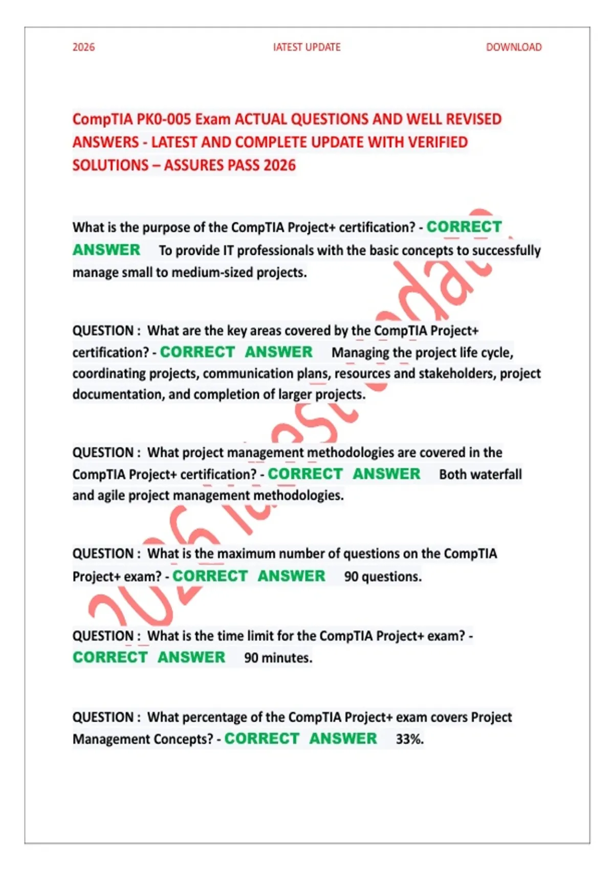 CompTIA Project+ PK0-005 Exam Prep 2026: Actual Questions & Verified ...