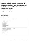 AAB MT Chemistry- Practice questions EXAM fully solved & updated 2025-2026&lpar;latest version verified for accuracy&rpar; &lpar;Questions &plus; Answers&rpar; Solved 100&percnt; Correct&excl;&excl;