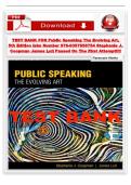  TEST BANK FOR Public Speaking Study Guide 2026 &vert; The Evolving Art 5th Ed Chapters 1&ndash;17 &vert; Summaries & Practice
