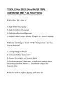 TESOL EXAM 2026 EXAM PAPER FINAL QUESTIONS AND FULL SOLUTIONS