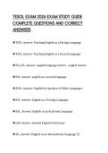 TESOL EXAM 2026 EXAM STUDY GUIDE COMPLETE QUESTIONS AND CORRECT ANSWERS