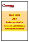 GEOG 1113L Introduction to Landforms &ndash; Georgia State University &ndash; Lab 4 Tectonic Landforms and Crustal Deformation Analysis