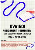 DVA1501 Assignment 1 &lpar;Quiz&rpar; Semester 1 Memo &vert; Due 7 April 2026