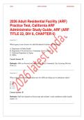 2026 California ARF Administrator Practice Test & Study Guide &vert; Title 22&comma; Div 6&comma; Chapter 6 &ndash; Actual Exam Questions & Verified Solutions