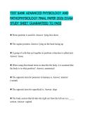 TEST BANK ADVANCED PHYSIOLOGY AND PATHOPHYSIOLOGY FINAL PAPER 2026 EXAM STUDY SHEET GUARANTEED TO PASS