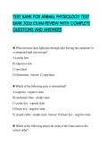 TEST BANK FOR ANIMAL PHYSIOLOGY TEST BANK 2026 EXAM REVIEW WITH COMPLETE QUESTIONS AND ANSWERS
