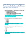 Residential Building Inspector Exam Questions and  Correct Answers &lpar;Verified Answers&rpar; Plus Rationales  2026 Q&A &vert; Instant Download Pdf 