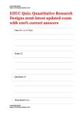 EDUC Quiz&colon; Quantitative Research Designs 2026 latest updated exam with 100&percnt; correct answers 