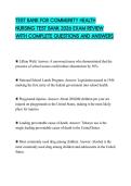 TEST BANK FOR COMMUNITY HEALTH NURSING TEST BANK 2026 EXAM REVIEW WITH COMPLETE QUESTIONS AND ANSWERS