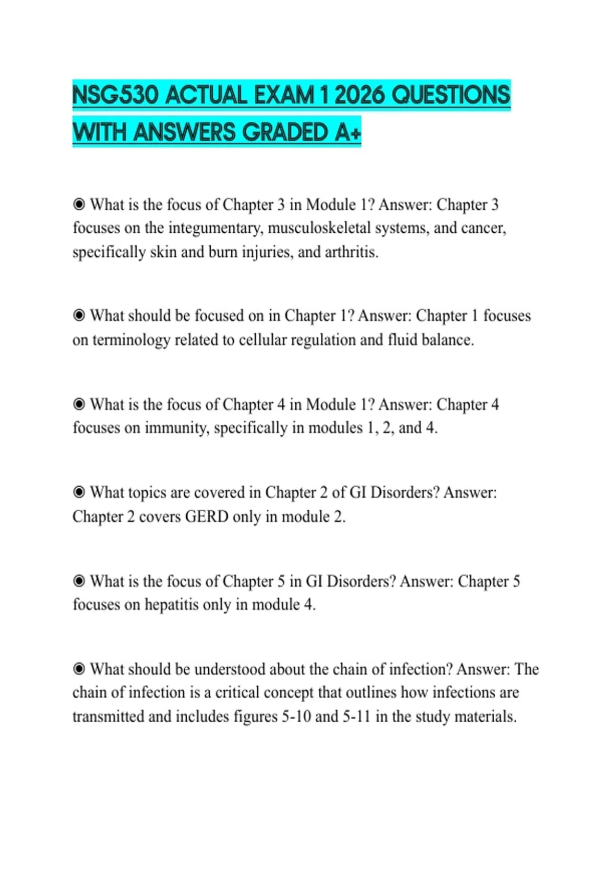 NSG530 ACTUAL EXAM 1 2026 QUESTIONS WITH ANSWERS GRADED A+ - NSG ...