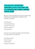 TEST BANK FOR CONTEMPORARY ADVERTISING ACTUAL EXAM SCRIPT 2026 FULL QUESTIONS AND CORRECT ANSWERS ALREADY PASSED