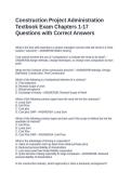 Construction Project Administration Textbook Exam Chapters 1-17 Questions with Correct Answers