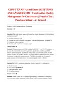 CQM-C EXAM Actual Exam QUESTIONS AND ANSWERS 2026 &vert; Construction Quality Management for Contractors &vert; Practice Test &vert; Pass Guaranteed - A&plus; Graded