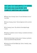 TEST BANK FOR FUNDAMENTALS OF NURSING TEST BANK 2026 EXAM REVIEW WITH COMPLETE QUESTIONS AND ANSWERS