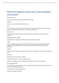 PSYCH 310 Cognitive Psych Test 1 Exam questions  and answers 