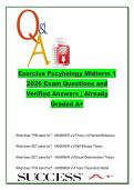 Exercise Psychology Midterm 1 2026 &ndash; 180 Questions with Verified Answers &vert; TPB&comma; SDT&comma; TTM&comma; HAPA & Social Support
