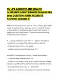 NY LIFE ACCIDENT AND HEALTH INSURANCE AGENT BROKER EXAM PAPER 2026 QUESTIONS WITH ACCURATE ANSWERS GRADED A&plus;
