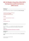 BIO 102 &ndash; Module 6 Exam&comma; 2026&sol;2027 &ndash; Test Questions with Revised 100&percnt; Correct Answers