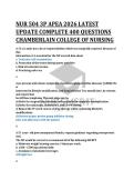 NUR 504 3P APEA 2026 LATEST  UPDATE COMPLETE 400 QUESTIONS  CHAMBERLAIN COLLEGE OF NURSING 