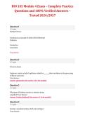 BIO 102 &ndash; Module 4 Exam&comma; 2026&sol;2027 &ndash; Complete Practice Questions with 100&percnt; Verified Answers