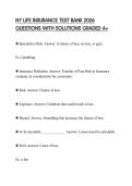 NY LIFE INSURANCE TEST BANK 2026 QUESTIONS WITH SOLUTIONS GRADED A&plus;