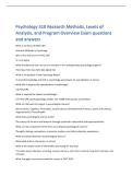 Psychology 310 Research Methods&comma; Levels of  Analysis&comma; and Program Overview Exam questions  and answers 