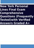 New York Personal Lines Final Exam Comprehensive Questions &lpar;Frequently Tested&rpar;with Verified Answers Graded A&plus;