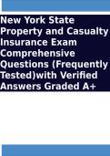 New York State Property and Casualty Insurance Exam Comprehensive Questions &lpar;Frequently Tested&rpar;with Verified Answers Graded A&plus;