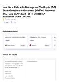 New York State Auto Damage and Theft quiz 17-71 Exam Questions and Answers &lpar;Verified Answers&rpar; &vert;&vert;ACTUAL EXAM 2026 TEST&excl;&excl; Graded A&plus; &vert; 2025&vert;2026 EXAM UPDATE