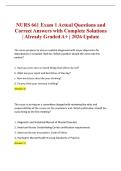 NURS 661 Exam 1 Actual Questions and Correct Answers with Complete Solutions &vert; Already Graded A&plus; &vert; 2026 Update