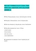NUR 2407 PHARMACOLOGY EXAM 1 FINAL PAPER 2026 QUESTIONS WITH SOLUTIONS GRADED A&plus;
