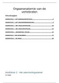volledige samenvatting - orgaananatomie van de vertebraten