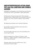 UNE PATHOPHYSIOLOGY ACTUAL EXAM TEST 2026 FULL QUESTIONS AND CORRECT ANSWERS