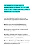 TEST BANK FOR LAW AND BUSINESS ADMINISTRATION IN CANADA ACTUAL EXAM SCRIPT 2026 FULL QUESTIONS AND CORRECT ANSWERS ALREADY PASSED