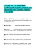 TEST BANK FOR LAW AND BUSINESS ADMINISTRATION IN CANADA TEST BANK 2026 EXAM REVIEW WITH COMPLETE QUESTIONS AND ANSWERS