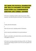 TEST BANK FOR PHYSICAL EXAMINATION AND HEALTH ASSESSMENT 8TH EDITION EXAM PAPER 2026 COMPREHENSIVE QUESTIONS AND CORRECT ANSWERS