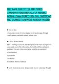 TEST BANK FOR POTTER AND PERRYS CANADIAN FUNDAMENTALS OF NURSING ACTUAL EXAM SCRIPT 2026 FULL QUESTIONS AND CORRECT ANSWERS ALREADY PASSED