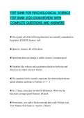 TEST BANK FOR PSYCHOLOGICAL SCIENCE TEST BANK 2026 EXAM REVIEW WITH COMPLETE QUESTIONS AND ANSWERS