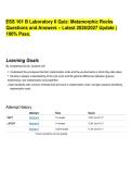 ESS 101 B Laboratory 6 Quiz&colon; Metamorphic Rocks Questions and Answers &ndash; Latest 2026&sol;2027 Update &vert; 100&percnt; Pass&period;