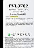 PVL3702 Assignment 1 &lpar;COMPLETE ANSWERS&rpar; Semester 2 2026 - DUE  September 2026 