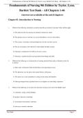 Fundamentals of Nursing 9th Edition by Taylor&comma; Lynn&comma; Bartlett Test Bank - All Chapters 1-46