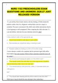 NURS 1102 PRESCHOOLERS EXAM QUESTIONS AND ANSWERS 2026-27 JUST RELEASED VERSION